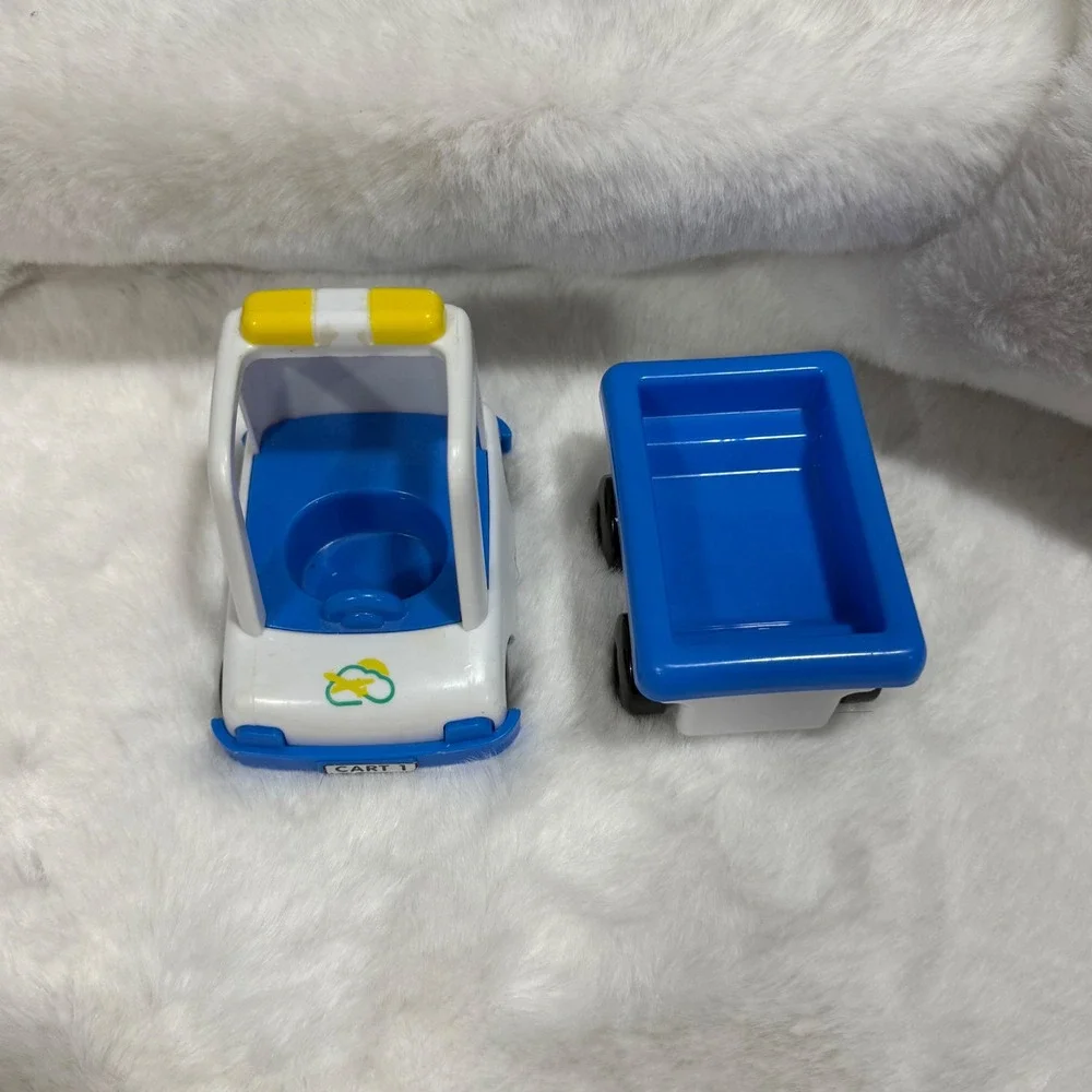 Toy Airport Baggage Cart and Trailer Blue White Toy Cart